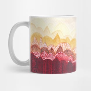 Warm Fall embraces Abstract forest watercolor pattern Mug